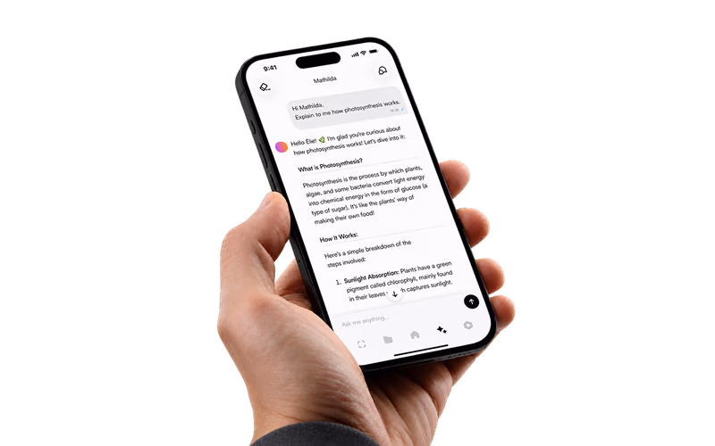 L'app Acuity et son assistant IA Mathilda sur un iPhone